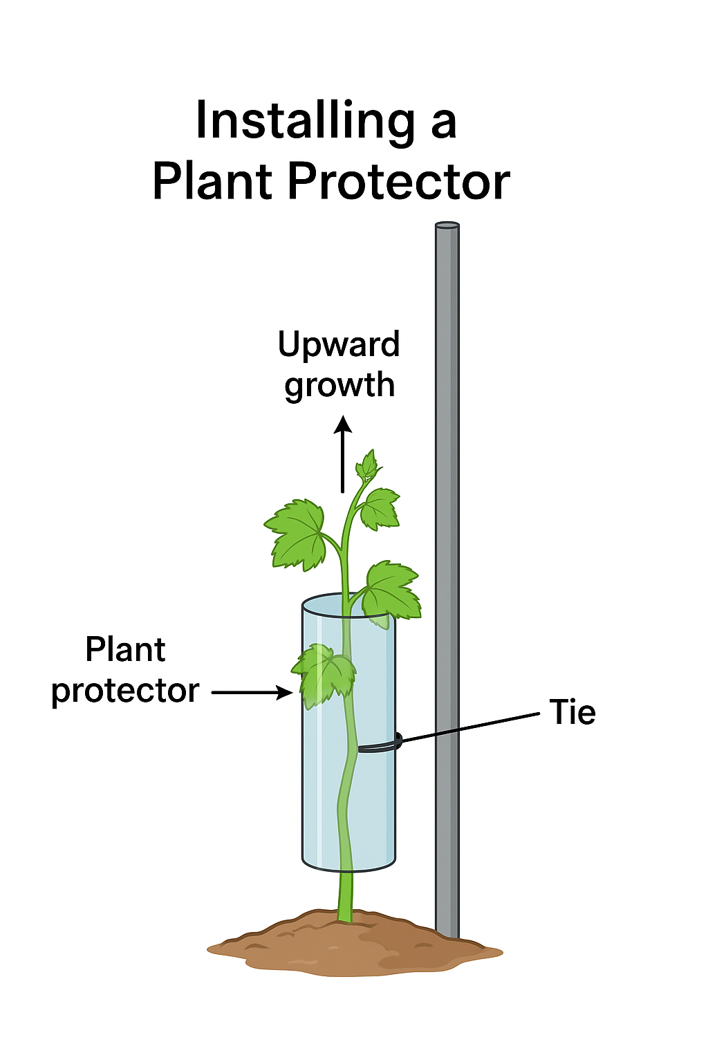 How to install a plant protector when planting a grapevine