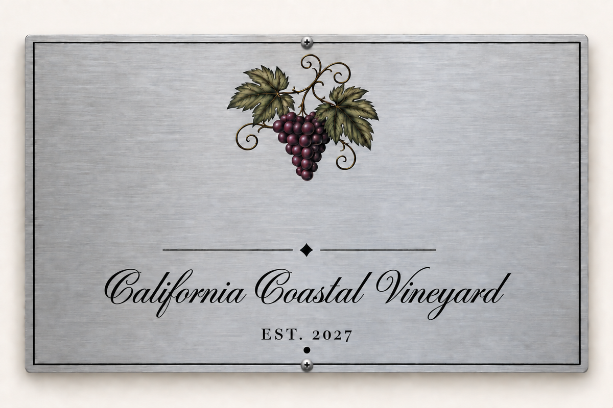 Custom vineyard plaque preview