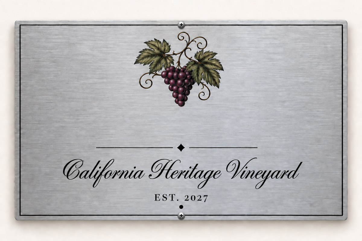 Custom vineyard plaque preview