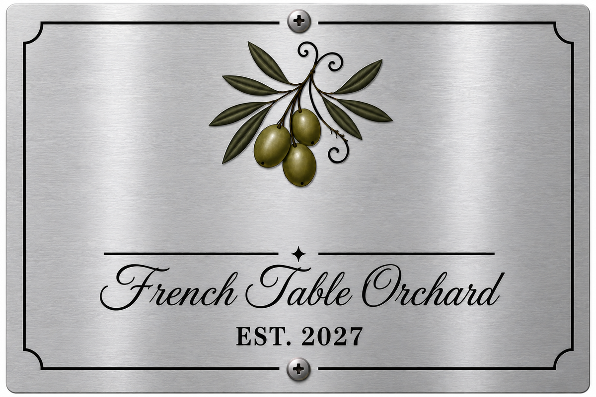 Custom orchard plaque preview - Grove Green olives